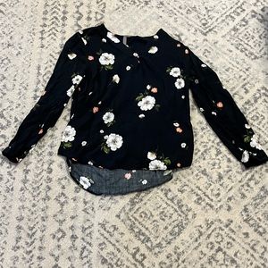 Black floral blouse